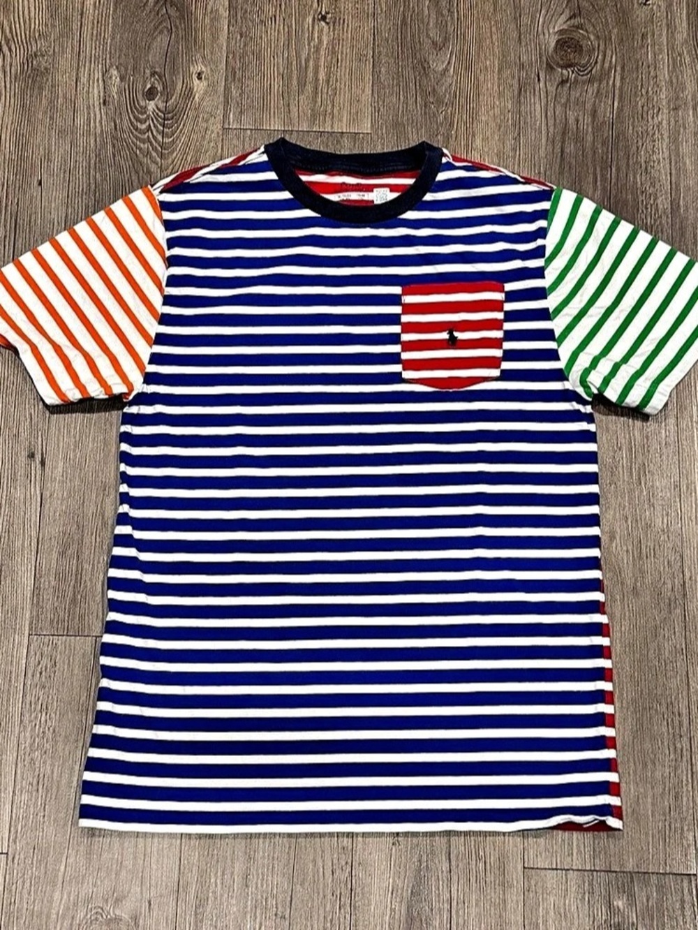 Polo Ralph Lauren Colorblock Striped Pocket Tee Blue & Red Boys XL